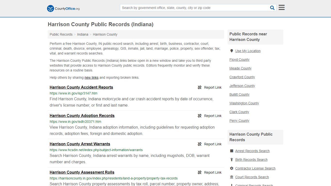Harrison County Public Records (Indiana) - County Office