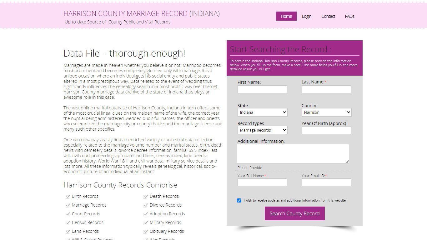Public Marriage Records - Harrison County, Indiana